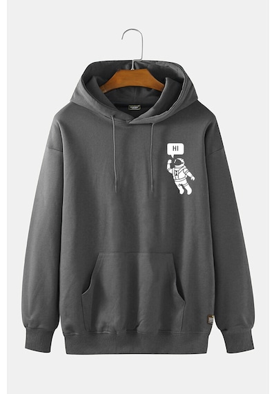 Unisex Antrasit Kapüşonlu Hi Astronot Baskılı Slim Fit Kanguru Cepli Sweatshirt Antrasit Unisex Antrasit Kapüşonlu Hi Astronot Baskılı Slim Fit Kanguru Cepli Sweatshirt Antrasit
