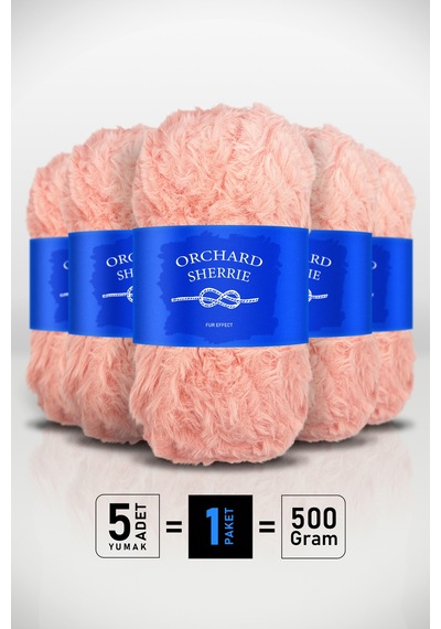 Yavruağzı 5'li Paket 100 Gr / 60 M Tavşan Tüyü Dokulu Kalın Kürk Peluş Örgü İpi