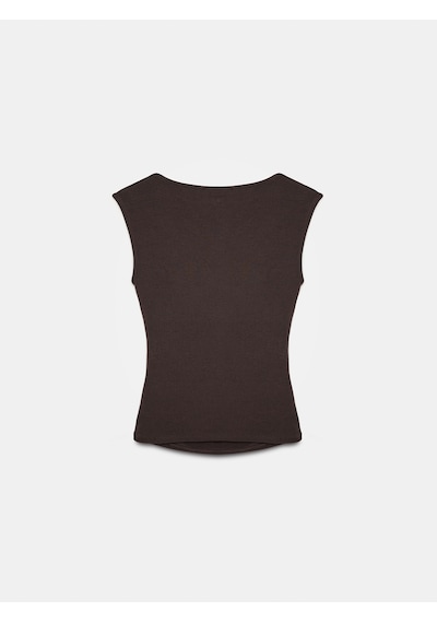 Dilvin 21222 V Yaka Basic Top-koyu Kahve
