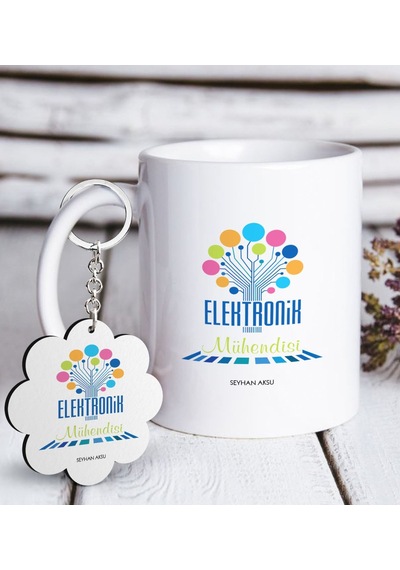 Kişiye Özel Mesleki Elektronik Mühendisi Beyaz Kupa Ve Anahtarlık N11.1319