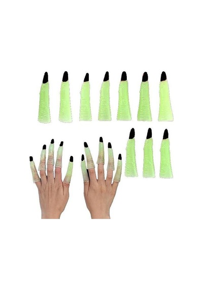 Halloween 10'lu Karanlıkta Parlayan Fosforlu Cadı Tırnağı - Cadılar Bayramı Kostüm Aksesuarı 0 - 99
