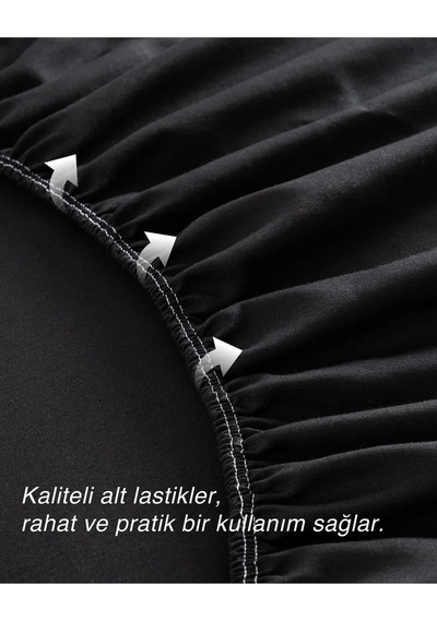 Lastikli Çarşaf %100 Pamuklu Penye Kumaş Tek/çift Kişilik Siyah
