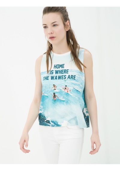 Koton Baskılı Bluz Ekru Desenli 6yal31595jk 6YAL31595JK49E