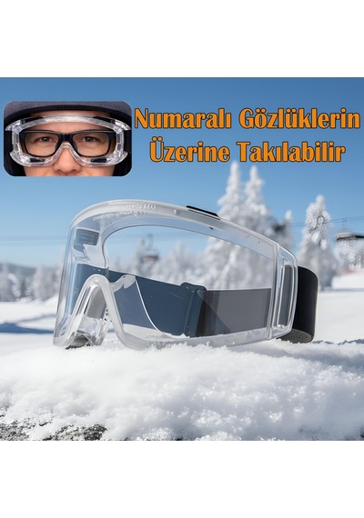 Kayak Gözlüğü Şeffaf Ventilli Güneş Kar Koruyucu Gözlük Uv Korumalı Snowboard Glasses Gözlük Şeffaf