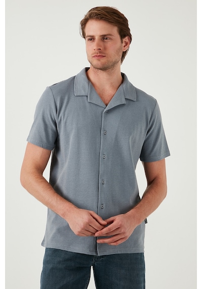 Buratti Pamuklu Regular Fit Kısa Kollu 2'Li Paket Erkek Gömlek 5902640S2 Indigo-Açık Gri