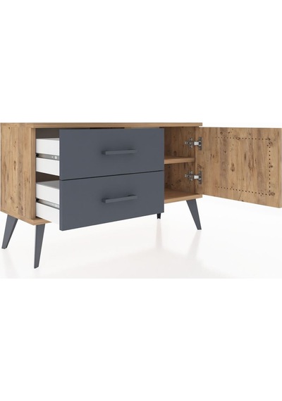 Arges Şifonyer Tek Raflı 2 Çekmeceli Tek Kapaklı 88x30x48 Çam-çam/antrasit Çam/antrasit Arges Şifonyer Tek Raflı 2 Çekmeceli Tek Kapaklı 88x30x48 Çam-çam/antrasit Çam/antrasit