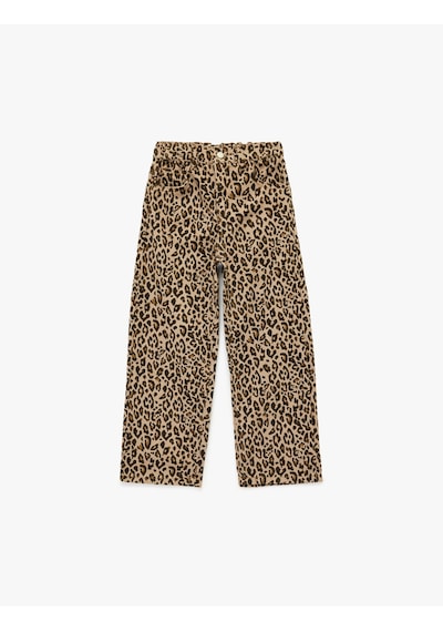 Koton Pamuklu Loose Fit Beli Lastikli Geniş Paça Leopar Desenli Denim Pantolon Kahverengi Desenli 6smg40021ad Koton Pamuklu Loose Fit Beli Lastikli Geniş Paça Leopar Desenli Denim Pantolon Kahverengi Desenli 6smg40021ad