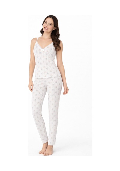 Pemilo Kadın 2026-7 Likralı Askılı Pijama Takımı YESIL