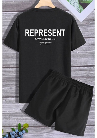 Uyguntarz Represent Şort T-shirt Eşofman Takımı Siyah