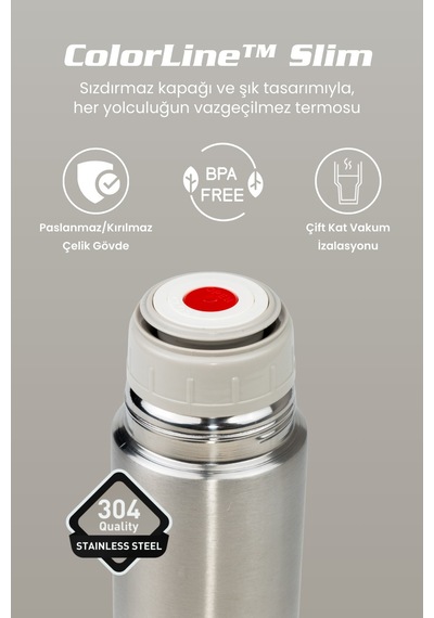 Cooker Colorline Slim 500 Ml Paslanmaz Çelik Termos Ckr2057 Krem