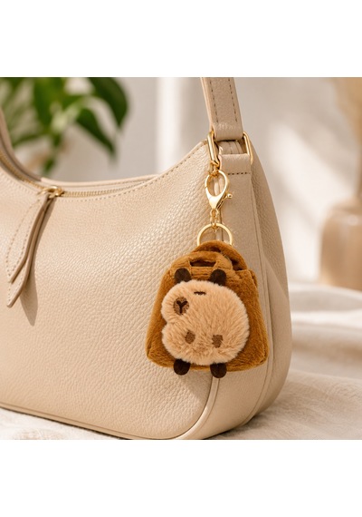 Kahverengi Peluş Capybara Mini Çanta Charmı Sevimli Çanta Aksesuarı