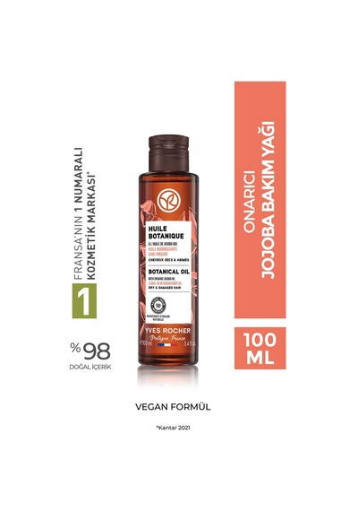 Yves Rocher Onarıcı Jojoba Bakım Yağı -tüm Saçlar / Huile Botanique - Prebiyotik, Vegan -100ml