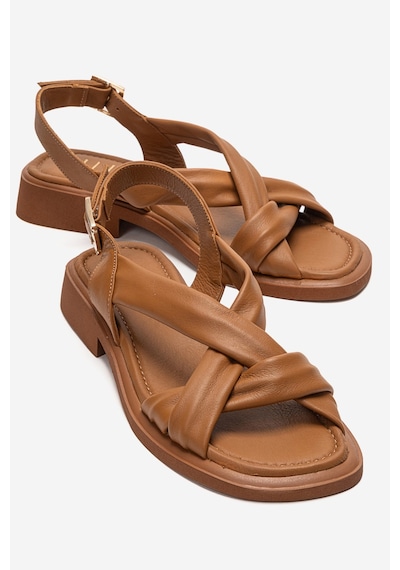 Luvishoes Frand Taba Hakiki Deri Çapraz Bantlı Kadın Sandalet