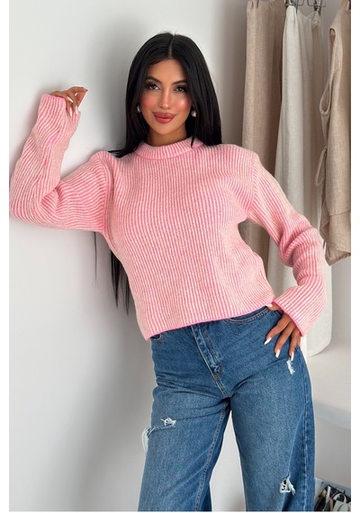 Femelle Kadın Pembe Standart Beden Triko Kazak - 0075