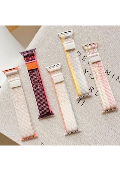 Apple Watch Uyumlu Nylon Loop Kumaş Kordon - 49mm/46mm/45mm/44mm/42mm/41mm/40mm/38mm Uyumlu - Apple Watch Se & Ultra 3/2/1 & Series 11-1