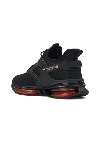 Erkek Siyah Sneaker Spor Ayakkabı Balon Taban Triko Ortopedik-047 Siyah - Turuncu