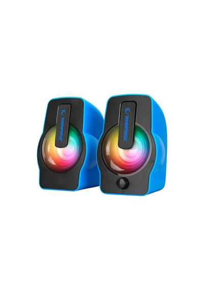Mavi - Rgb Işıklı 1+1 Hoparlör Speakaer Set Usb Kablo 2.0 Multimedya - 6w