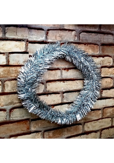 Gün Işığı Led Işıklı Garland 5 Metre Işıklı Parlak Metalik Gümüş Çam Dalı Led Işıklı Gümüş Garland Diğer