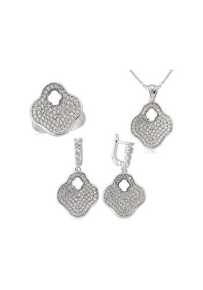 Gümüş Çiçek Bayan Set St0470513 Gümüş