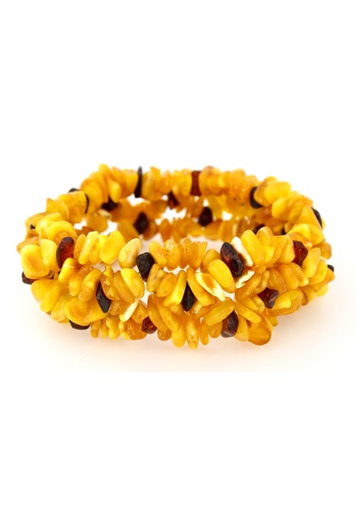 Kehribar Bileklik Amorf Tasarım Ambergold Blk23-120 Çok Renkli