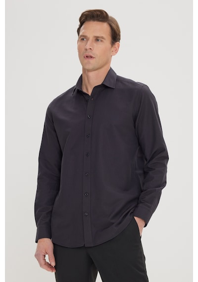 AC&Co / Altınyıldız Classics Erkek Sıyah Pamuklu Slim Fit Dar Kesim Çizgili Klasik Yaka Gömlek Siyah AC&Co / Altınyıldız Classics Erkek Sıyah Pamuklu Slim Fit Dar Kesim Çizgili Klasik Yaka Gömlek Siyah
