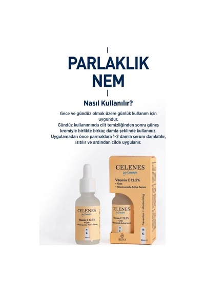 Celenes Aydınlatıcı Ve Cilt Tonu Eşitleyici Rena C Vitamini Serum - Yulaf Özü + Niacinamide 30 Ml