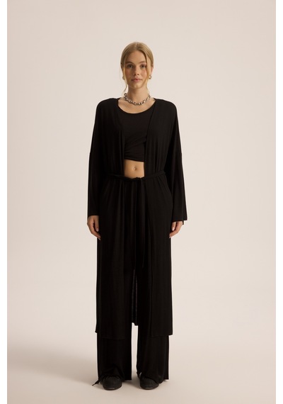 Mai Studios Co. Raina Siyah Kimono Basic Üçlü Takım Siyah
