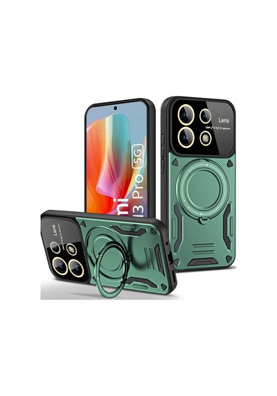 Redmi Note 13 Pro 5g Kılıf Joy Lens Standlı Kapak - Koyu Yeşil Bzsxx00 1