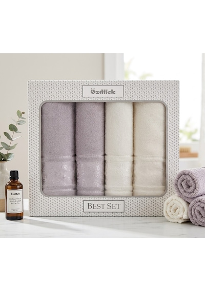 Özdilek Best Hamam Seti, Banyo Havlu Takımı-camellia Gri Krem