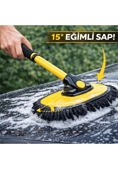 Coofbe Teleskopic Saplı Oto Yıkama Fırcası Toz Alma Paspası Kuru Islak Araç Yıkama Fırcası+yedek Bez 0