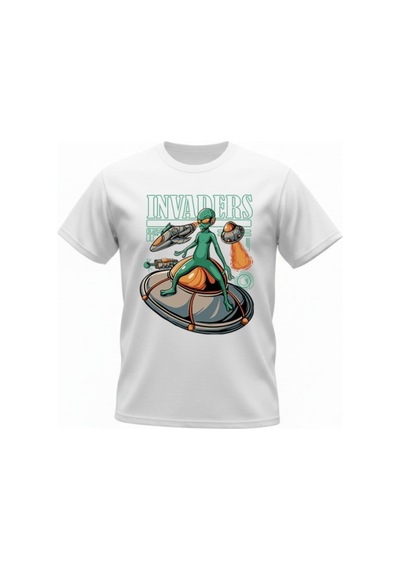 Urbantrendstore Unisex Uzaylı Oversize Fit Rahat Geniş Salaş T-shirt Günlük Tişört Beyaz