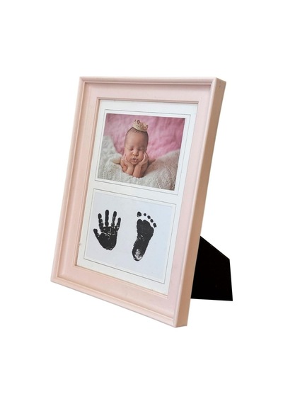 Bebeklere Özel El Ve Ayak İzi Fotoğraf Çerçevesi Pembe