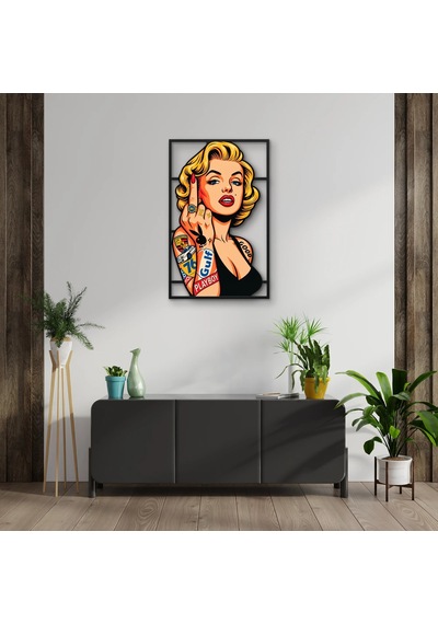 Dövmeli Pop Art İkon - Metal Tablo - Dec0344 32 X 50 Cm Çok Renkli