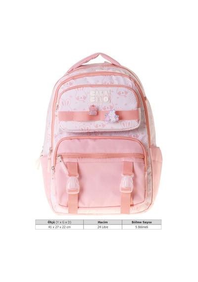 Calacilo Pleasant Kız Çocuk Kedi Baskılı Pembe İlkokul Okul Sırt Çantası - Beş Bölmeli - C4050