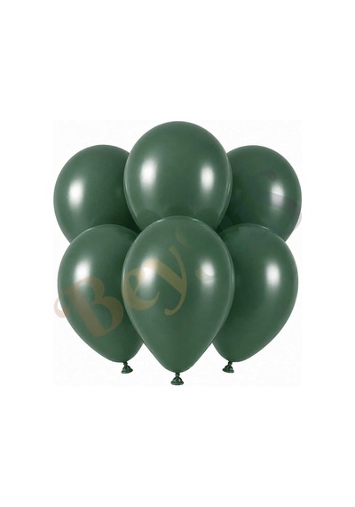 Kış Yeşili Renk Lateks Retro Balon 30 Cm - 6 Adet Yeşil