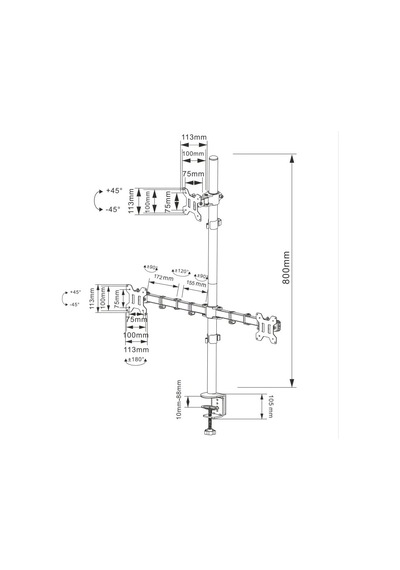 Ef53 Steel Design 2-8 Kg Üç Ekran Montaj Asansörlü 13-27inch Monitör Standı