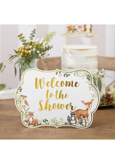 Woodland Baby Shower, Tek Boy, Dekor İşareti Seti 8'li Set Çok renkli