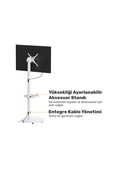 Npo Std3822twe 17"- 43" Vesa Tekerlekli Dikey/yatay Dönebilen Mobil Monitör/tv Standı