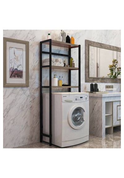 Halevia Metal Ahşap Banyo Rafı. Siyah - Atlantik