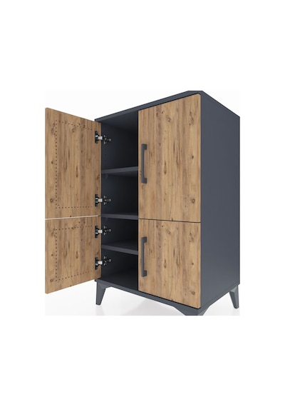 Hyperion Komodin 3 Raflı 4 Kapaklı 60x44x96 Antrasit-çam Antrasit