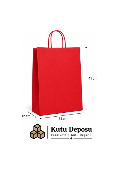 31x41x12 Cm Kraft Kırmızı Poşet 25 Adet