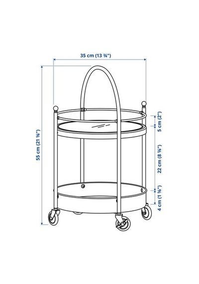Ikea Frösjön Servis Arabası, Siyah, 55x35 Cm