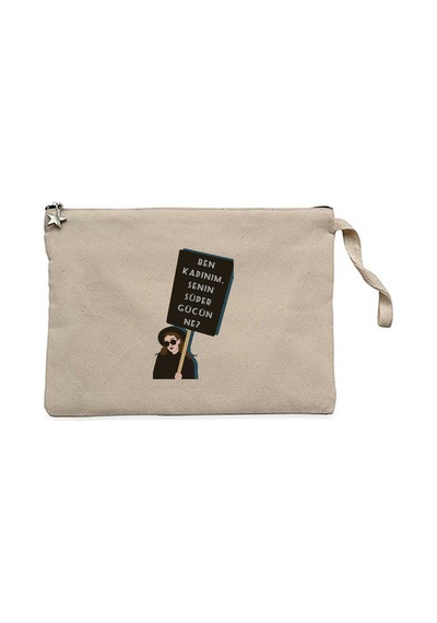 Ben Kadınım Krem Clutch Astarlı Cüzdan / El Çantası