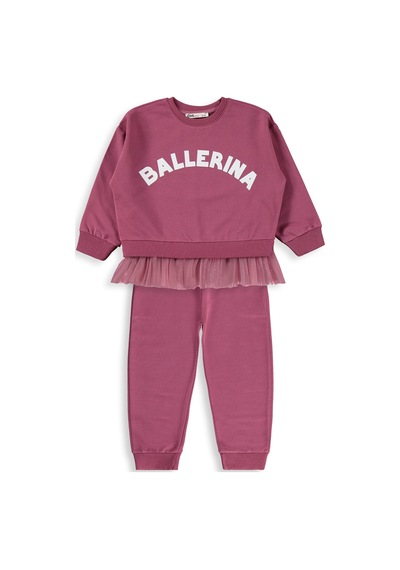 Civil Girls Ballerina Baskılı 2-5 Yaş Eşofman Takımı - Lila Mürdüm