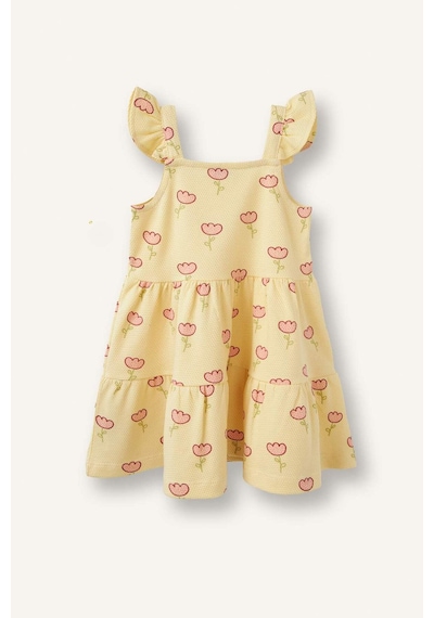 Defacto Floral Askılı Elbise Kız Bebek H8449a526hsyl251 Sarı-yl251