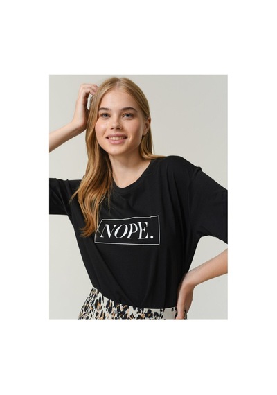 Blackjack Giyim Kadın Siyah Nope Baskı Tshirt Siyah