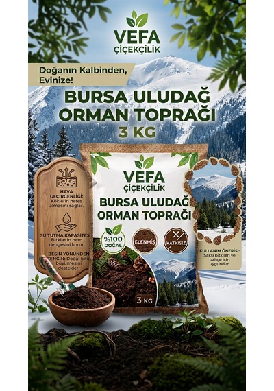 Bursa Uludağ Katkısız Orman Toprağı 3 Kg - Doğal & Elenmiş İç Ve Dış Mekan Bitki Toprağı