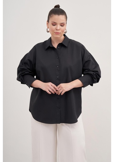 Basic Poplin Gömlek Siyah