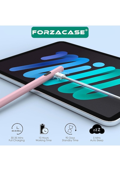 Forzacase Apple Uyumlu iOS Android Tablet Ve Telefonlar İle Led Göstergeli Dokunmatik Kalem Pembe - Fc1161 Pembe