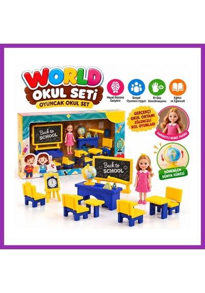 Bezos Enf-39186 World Okul Seti Oyuncak Okul Set Bty